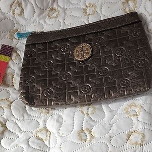 Tory Burch Bronze Embossed Pouch